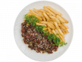 Тартар из говядины с пармезаном и картофелем фри